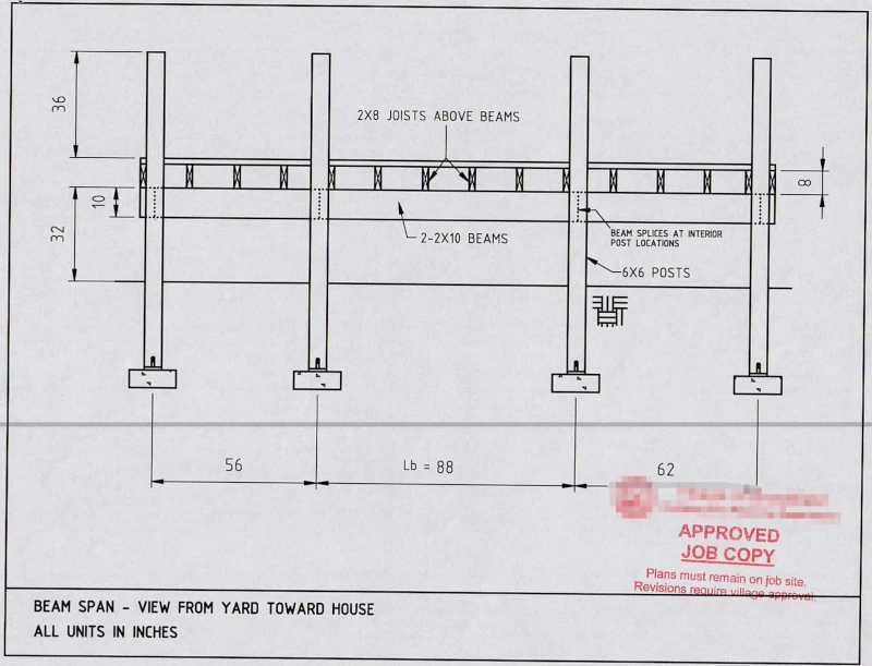 Drawing of the outer set of supports for the deck.