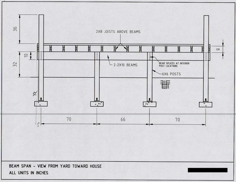 Drawing of the inner set of supports for the deck.