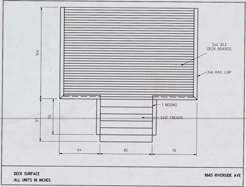 A top view of the deck surface.