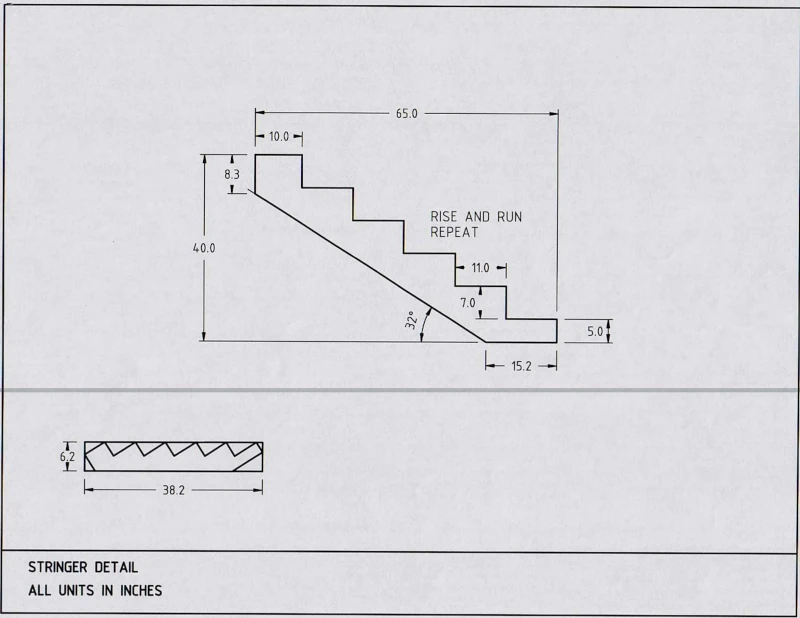 The details of how to cut a stringer out of a 2 by 8.