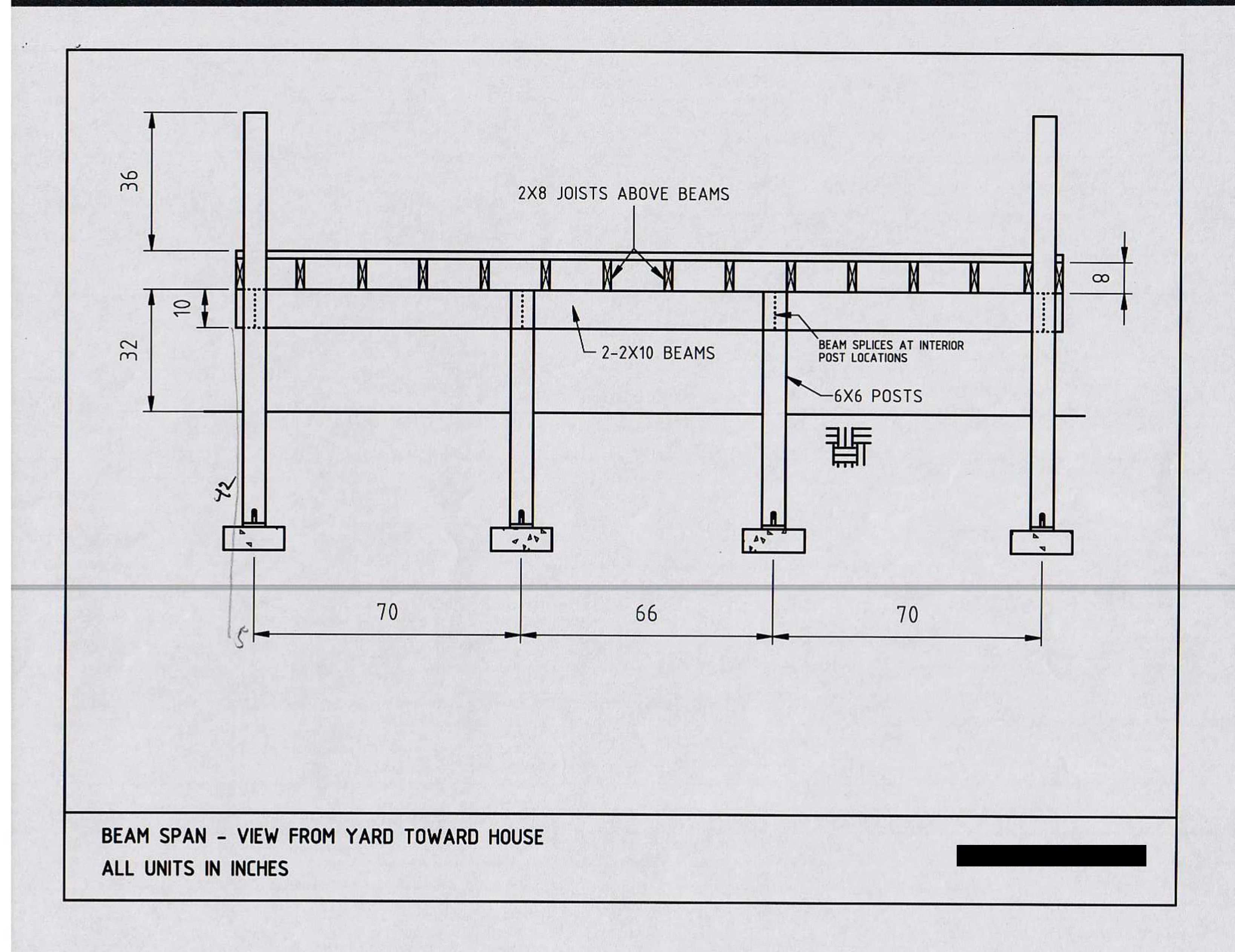 Drawing of the inner set of supports for the deck.