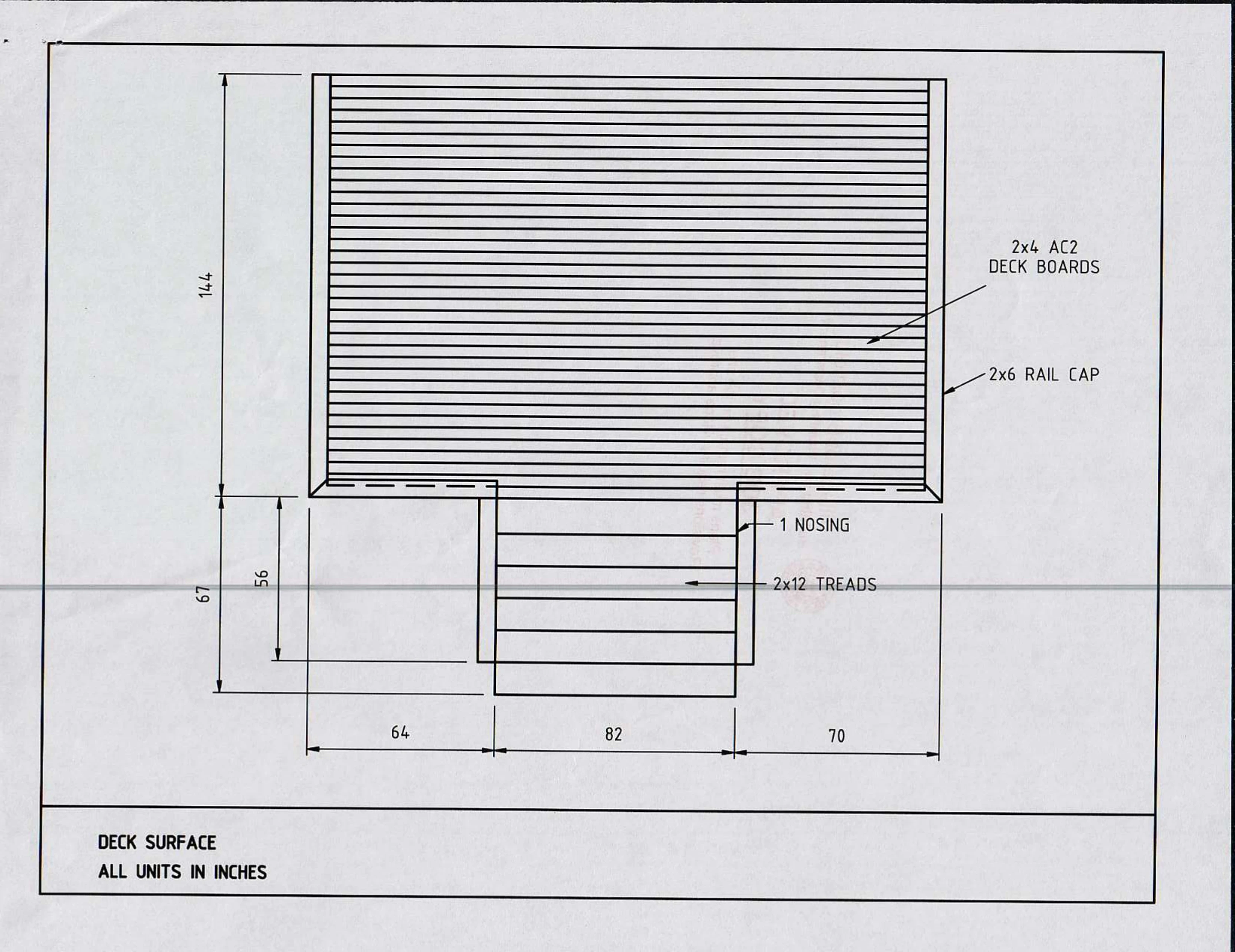 A top view of the deck surface.